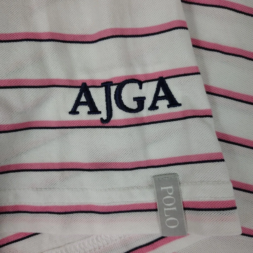 Polo‎ Ralph Lauren Shirt Short Sleeve  Pro-fit JR. Classic AJGA Sz L Pink Stripe